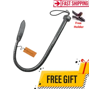 3 feet black cowhide leather bullwhip 16 plaits training whip