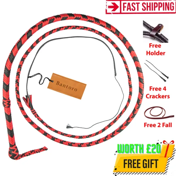 black red paracord nylon bullwhip