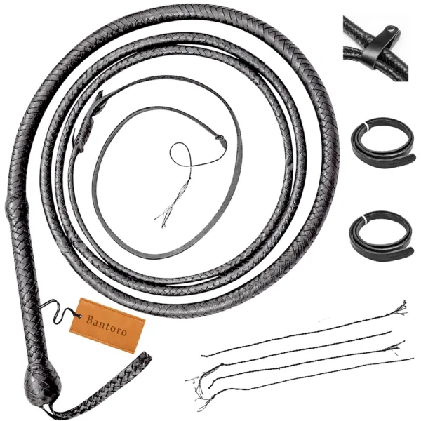 black kangaroo leather bull whip