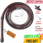 black red kangaroo leather bullwhip