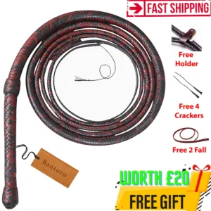 black red kangaroo leather bullwhip