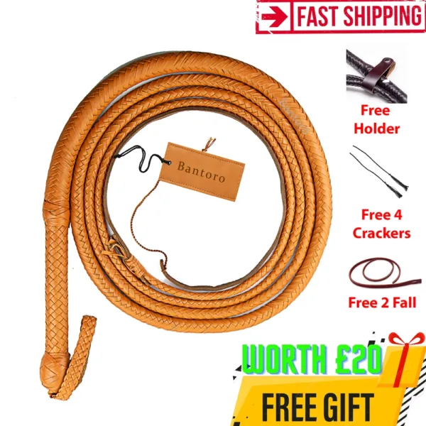 brown kangaroo leather bullwhip