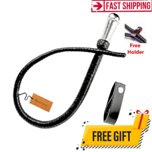 Black leather bullwhip