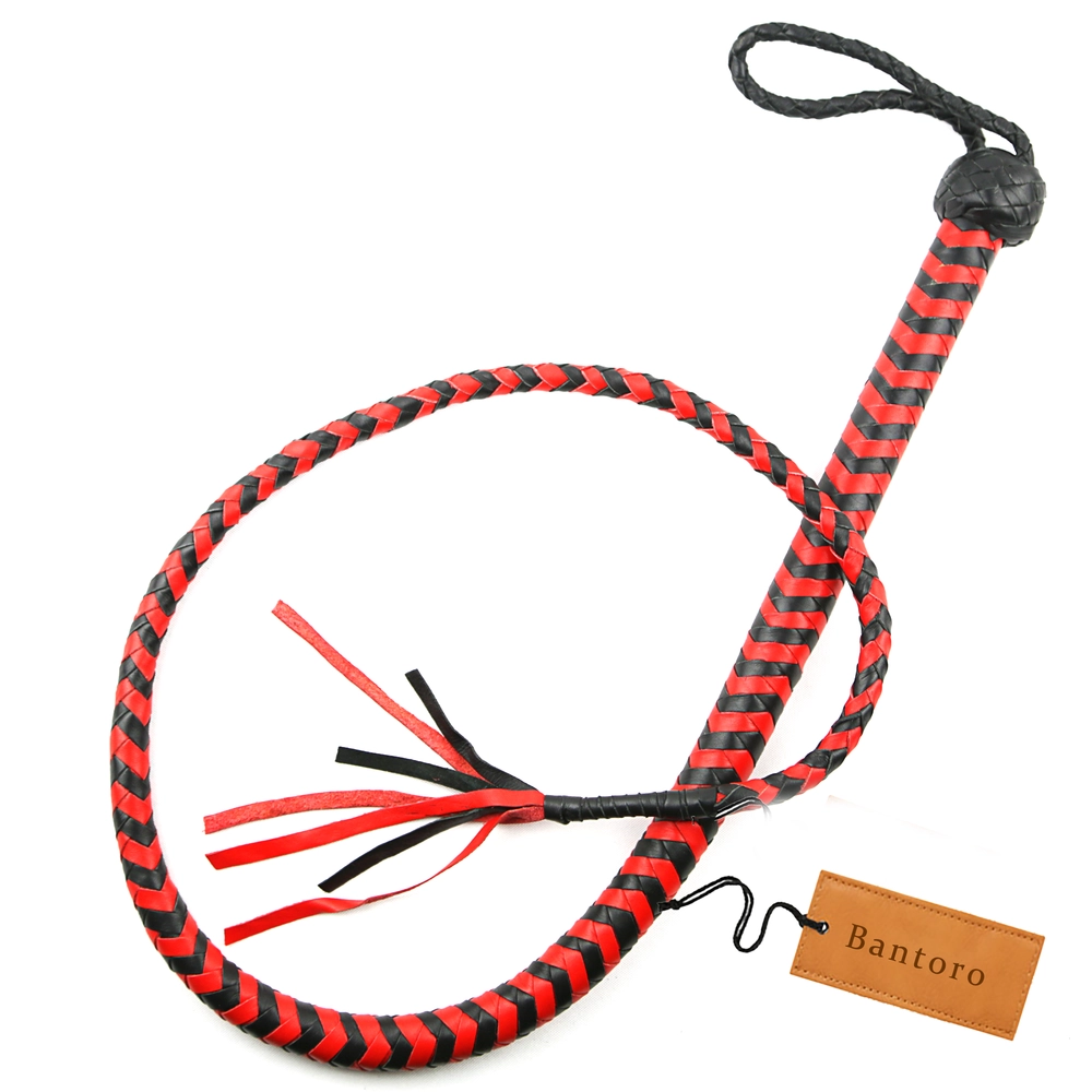 6ft Black Leather Bullwhip - 12 Plait Rope Core With Belt Holster For Equestrian & Training