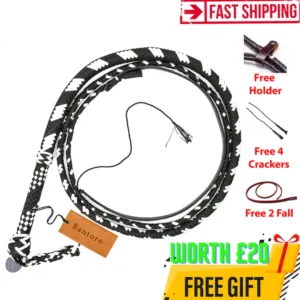 black white paracord nylon bullwhip