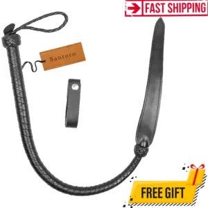 Leather Dragon Tail Whip Black 3 Foot