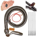 Brown snake whip shot-loaded 3ft leather whip with accessories