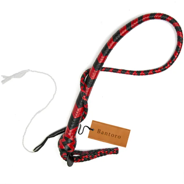 red and black 3ft leather snake whip shot-loaded