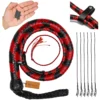 Red and black 3ft leather snake whip shot-loaded bullwhip with extra crackers and waist holder