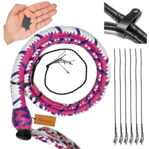 pink snake whip 3ft shot-loaded leather bullwhip with accessories