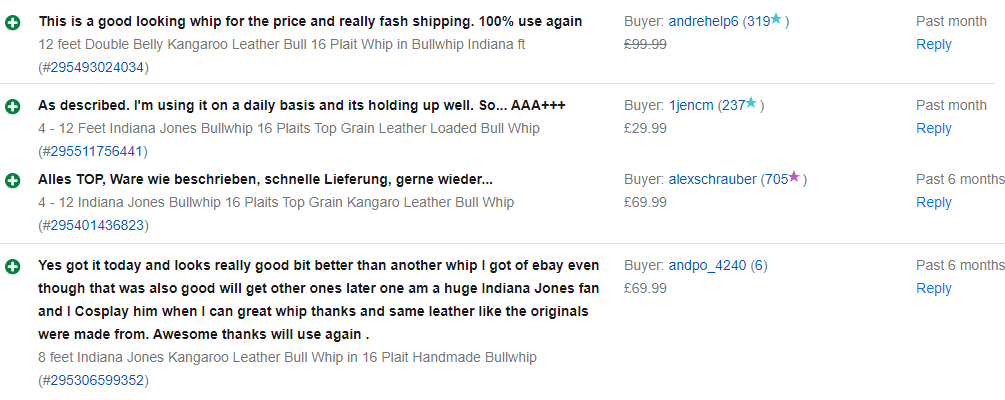 bantoro ebay feedback