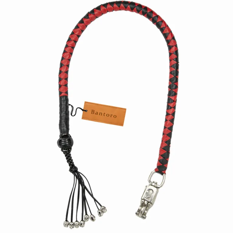 red black biker whip