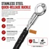 Stainless steel quick-release motorcycle get back whip buckle featuring secure locking, fast attachment, one-hand release, and durable biker hardware.