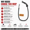 Motorcycle get back whip designed for riders with genuine leather craftsmanship, bold biker style, enhanced visibility, and durable construction.