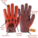 Two-Tone Leather Driving Gloves Full-Finger Sports Gloves