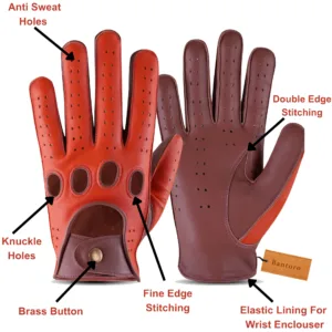 Gants de conduite en cuir bicolore | Gants de sport à doigts complets