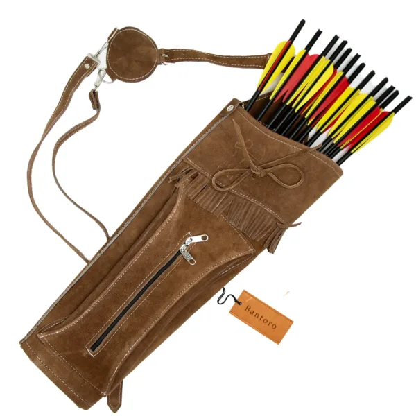 Suede leather archery back quiver