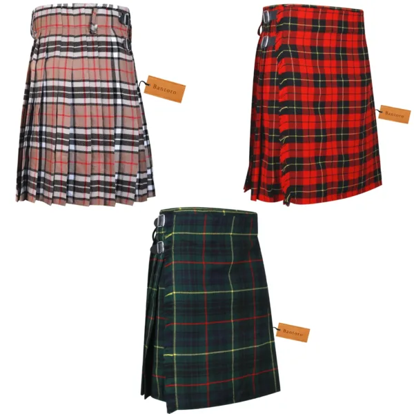 Men's Scottish Kilt Macdonald, Hunting Stewart, Camel Thomas