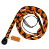 Orange & Black mini pocket whip 3ft handcrafted paracord whip with leather core