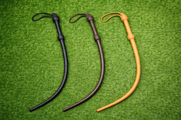 leather flogger black tan brown full view 8 plait cowhide professional design