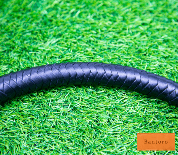 leather flogger black curved body flexible leather detail