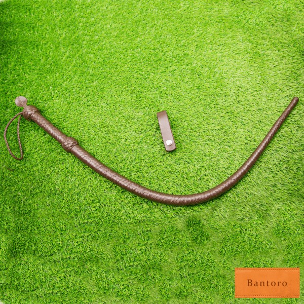 leather flogger brown curved full view with handle