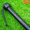leather flogger premium black handle close up anti slip grip