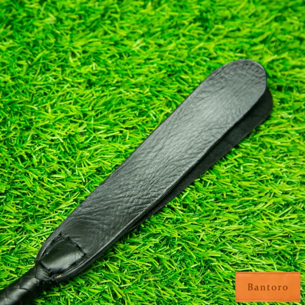leather flogger premium black tail end flat impact tip