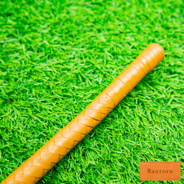 leather flogger tan shaft braided leather detail close up