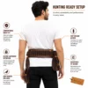 Cowhide Leather Hunting Bandolier Belt Set worn on waist with cartridge belt and bird hanger
