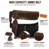 Cowhide Leather Hunting Bandolier Belt Set cartridge belt with secure rifle shell holders