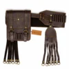Cowhide Leather Hunting Bandolier Belt Set with hunting pouch bird hanger and cartridge belt front view