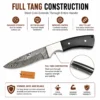 Damascus Horn Hunting Knife full tang fixed blade construction with visible steel core and buffalo horn handle