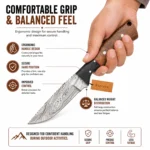 Damascus Hunting Knife held in hand showing ergonomic outdoor grip