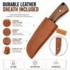 Damascus Hunting Knife genuine leather sheath with belt loop