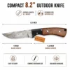 Damascus Hunting Knife overall dimensions with 4 inch blade and 8.2 inch full tang design