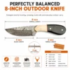 Damascus Hunting Knife 8-inch overall length with 4-inch blade and handle measurements
