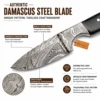Damascus Steel Hunting Knife close-up showing authentic layered Damascus steel blade pattern