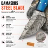 Damascus Steel Hunting Knife close-up of Damascus patterned blade
