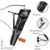 Leather Archery Quiver black close up pocket detachable hooks and belt hook