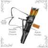 Leather Archery Quiver black zipper pocket and quick release hooks