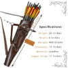 Leather Archery Quiver brown dimensions and specifications chart