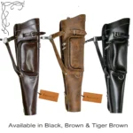 Leather Archery Quiver available in black brown and tiger brown genuine cowhide leather