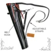Leather Back Arrow Quiver black model showing adjustable straps and belt hook