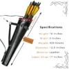 Leather Back Arrow Quiver black model dimensions and specifications chart