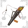 Leather Back Arrow Quiver brown model with arrows and red lace stitching