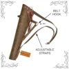 Leather Back Arrow Quiver tiger brown rear angle showing adjustable straps and belt hook