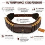 Leather Shotshell Bandolier Belt curved adjustable design for waist and shoulder carry with 19 shell capacity