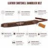 Leather Shotshell Bandolier Belt full length genuine cowhide hunting belt with 19 shell capacity and adjustable strap