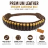 Premium Leather Shotgun Cartridge Belt brown genuine leather ammo belt holding 20 shells main product view
